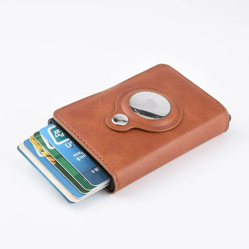 Carteira de Couro Titular do Cartão do Plutônio com Apple Bolsa de Cartão de Proteção para Airtag Novo Airtag Rfid Airtags Case Magro Anti-perdido Anti Risco - Image 2