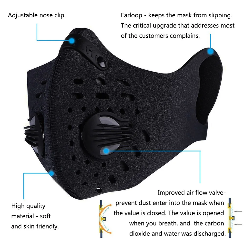 

Anti-pollution Outdoor Sports Magic Head Hanging Ear Bicycle Mask PM2.5 Adjustable Size Washable Replaceable Filter Mask