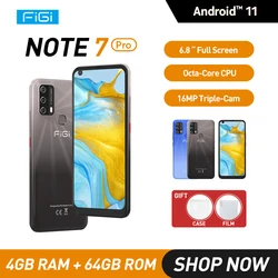 FIGI Note 7 Pro Smartphones Android 11 Octa Core CPU 5500mAh 4GB RAM 64GB ROM Type-C Charger 6.8
