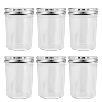 

6Pcs Kitchen Honey Storage Sealed Container Can Jars Caviar Jam Storage Container Glass Bottle for Kitchen (200ml)
