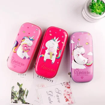 

1Pcs Pencil Case EVA School Girls Kawaii Pencil Box Cute Cartoon 3D Unicorn Pencil Bag Large Capacity Pencil Cases Random Color