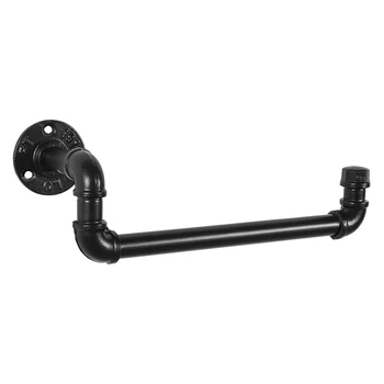 

12.5 Inch Industrial Black Metal Pipe Wall Mounted Hand Single Bar Towel Rack, Bathroom Storage Rack Black