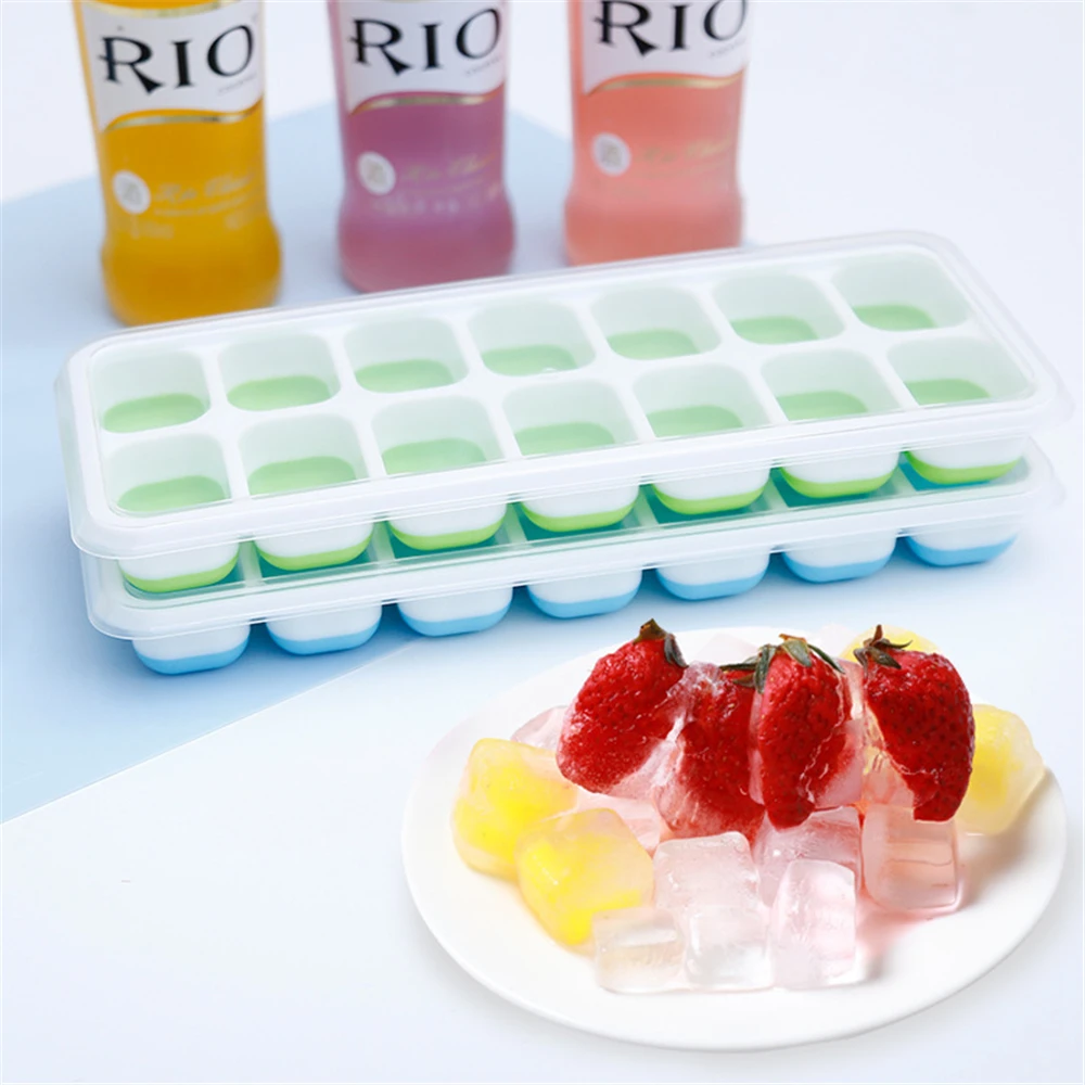 Ice Cube Mold Ice Cube Trays Reusable Silicone Ice cube Mold Fruit Maker with Removable Lids Kitchen Tools Freezer Summer Mould