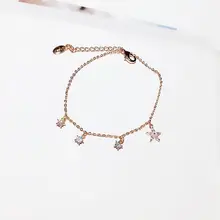 Высококачественная кубическая подвеска в виде циркониевого цветка браслет для женщин розовое золото цвет браслет цепочка Ювелирные изделия