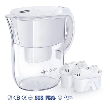 

VICOODA 3.8L Water Filter Pitcher with 2 Filters - BPA Free Comfortable Handle Fast Filtering Outlet Ultra Adsorptive Material