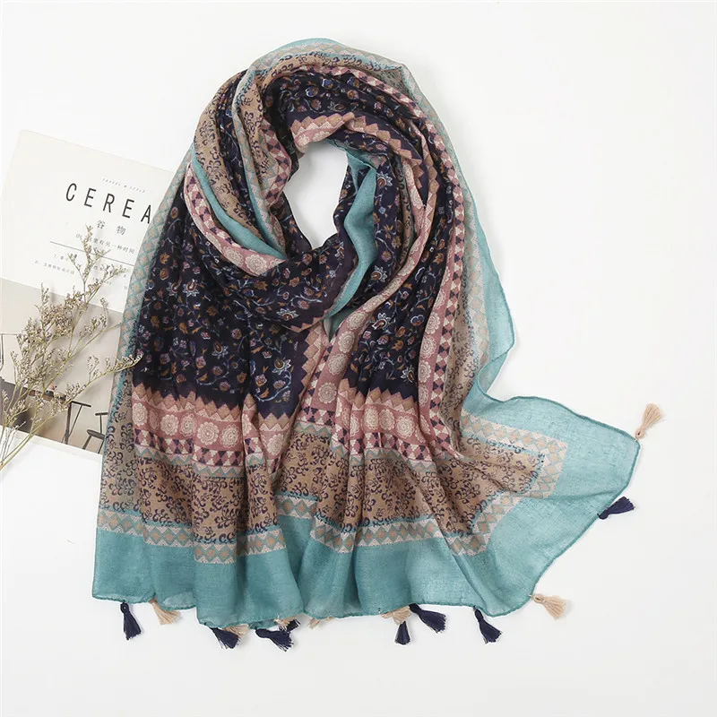 New Fashion Luxury Brand Bohemian Floral Tassel Viscose