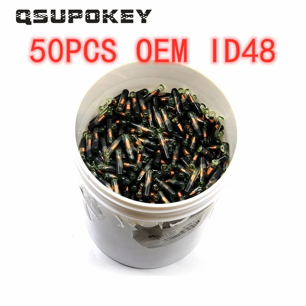 QSUPERKEY 50pcs aftermarket ID48 transponder chip Car Key Chip Blank OEM ID48 Chip Auto Transponder Chip Glass ID 48 Unlock Chip