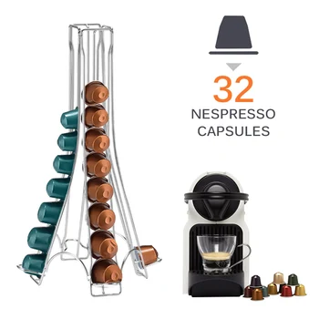 

Iron Coffee Pod Storage Holder Capsule Stand for 32 Coffee Pods for Nespresso Capsule Holder Home Store Office Coffee-ware