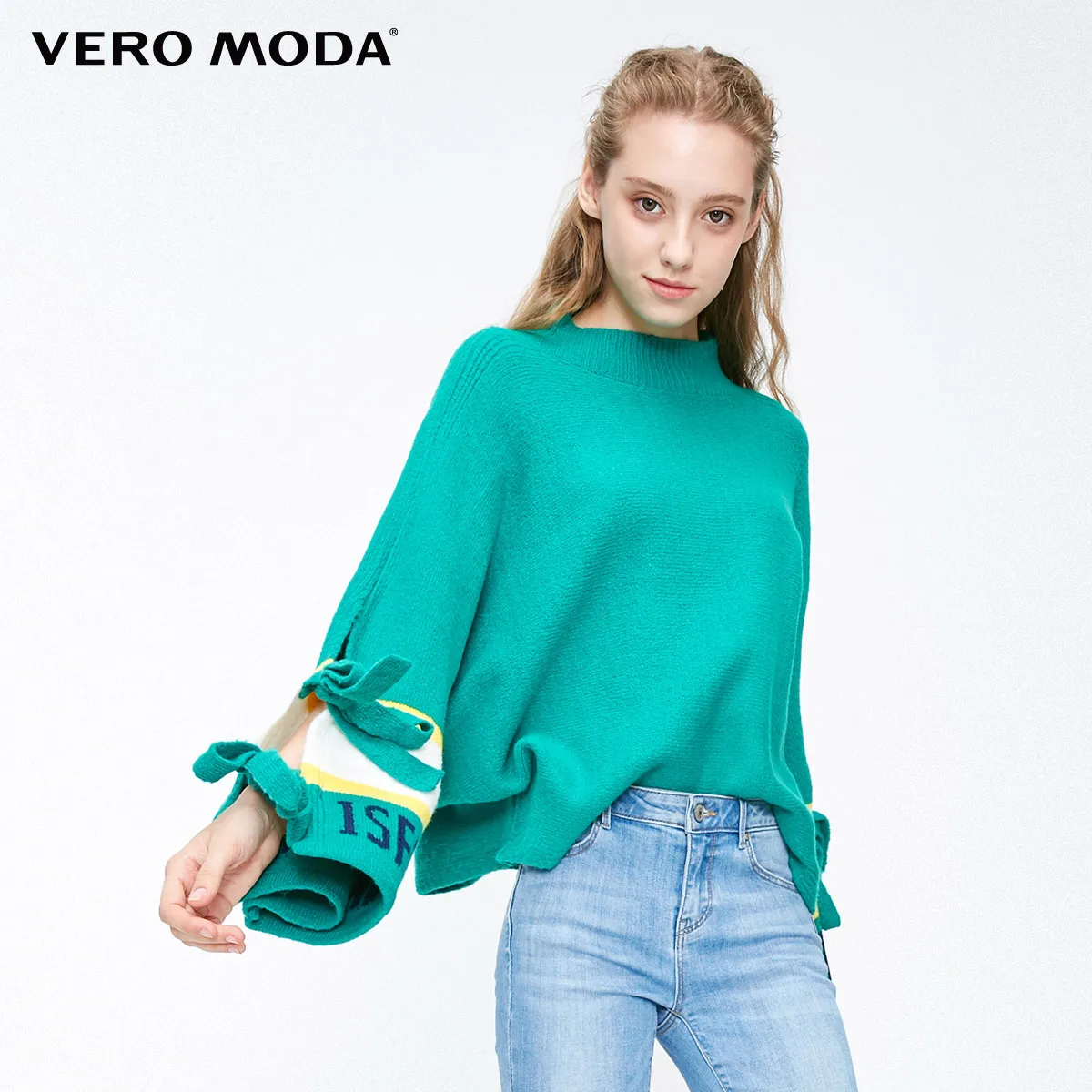 Vero Moda женский свитер на шнуровке с рукавами «летучая мышь» с надписями | 318325508