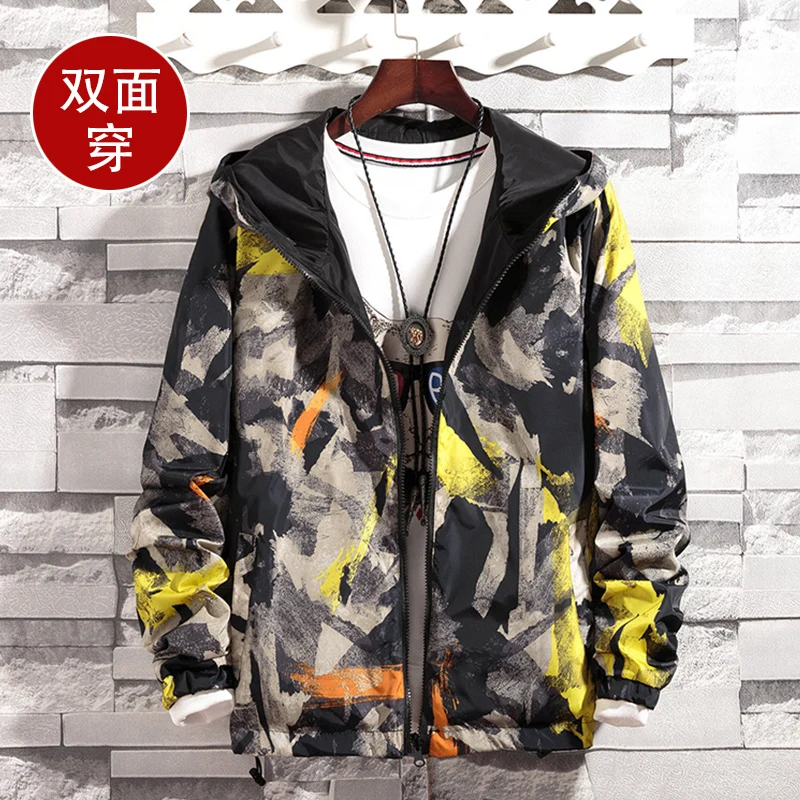 

jacket Coats Plus Size S-5XL Causal Hooded Camouflage Jacket Thin Windbreaker Outwear Spring Autumn Bomber double-faced Jackets