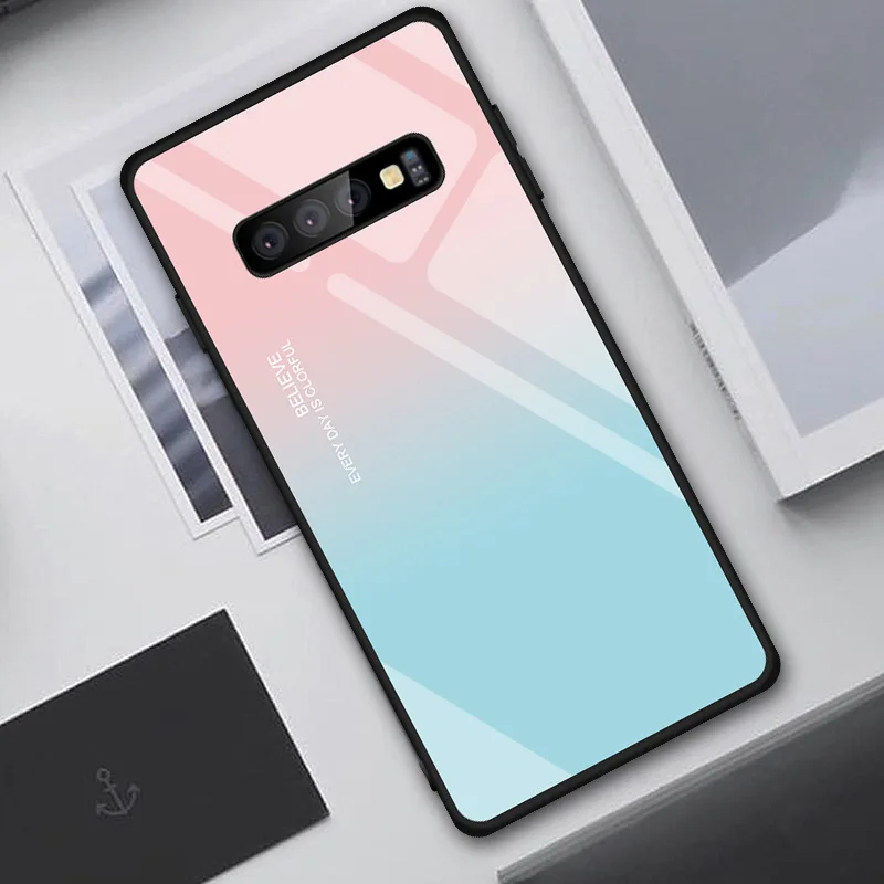 Для samsung Galaxy Note 10 Pro S10 S10E S10 Plus чехол из закаленного стекла samsung Note 10 Ins Модный чехол Coque - Цвет: 107