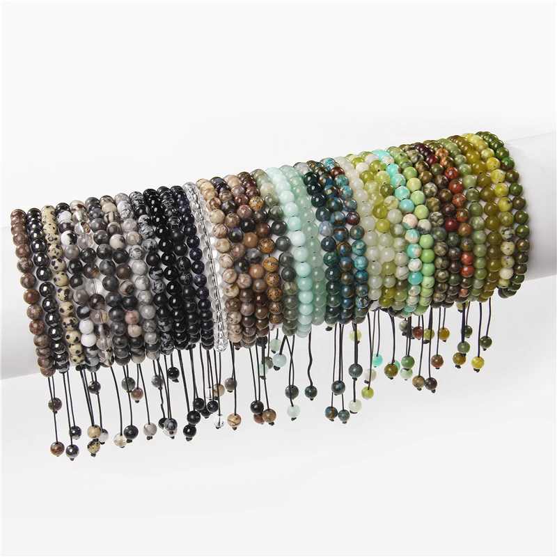 Multicolor Real Natural Stone Bracelet 6mm Beads Handmade Braid Bracelets For Women Men Amethysts Citrines Healing Reiki Jewelry