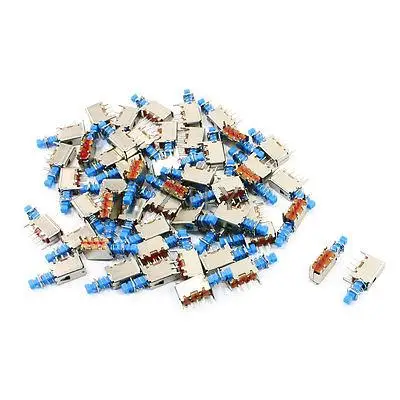 

50 Pcs Blue Locking Tactile Push Button Switch 3 Terminals 22x12x5mm