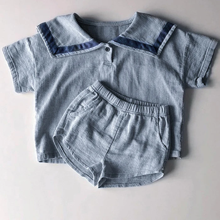 baby outfit matching set Summer Newborn Baby Girls Boys Clothing Set Korean Style Navy Collar Short Sleeve T-shirt+Shorts Set Kids Clothing Suit baby outfit matching set