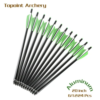 

6/12PC 20 Inch Aluminum Crossbow Hunting Arrow Glaze Replaceable Crossbow Bolt 4-Inch Green/White Feather hunting Archery