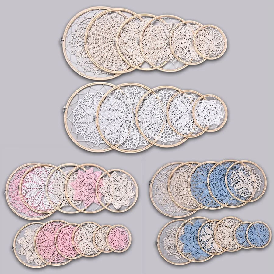 Горячая Diy большой Doily кружева Ловец снов набор, бохо Ловец снов, настенный, богемный домашний декор, бохо Декор для спальни
