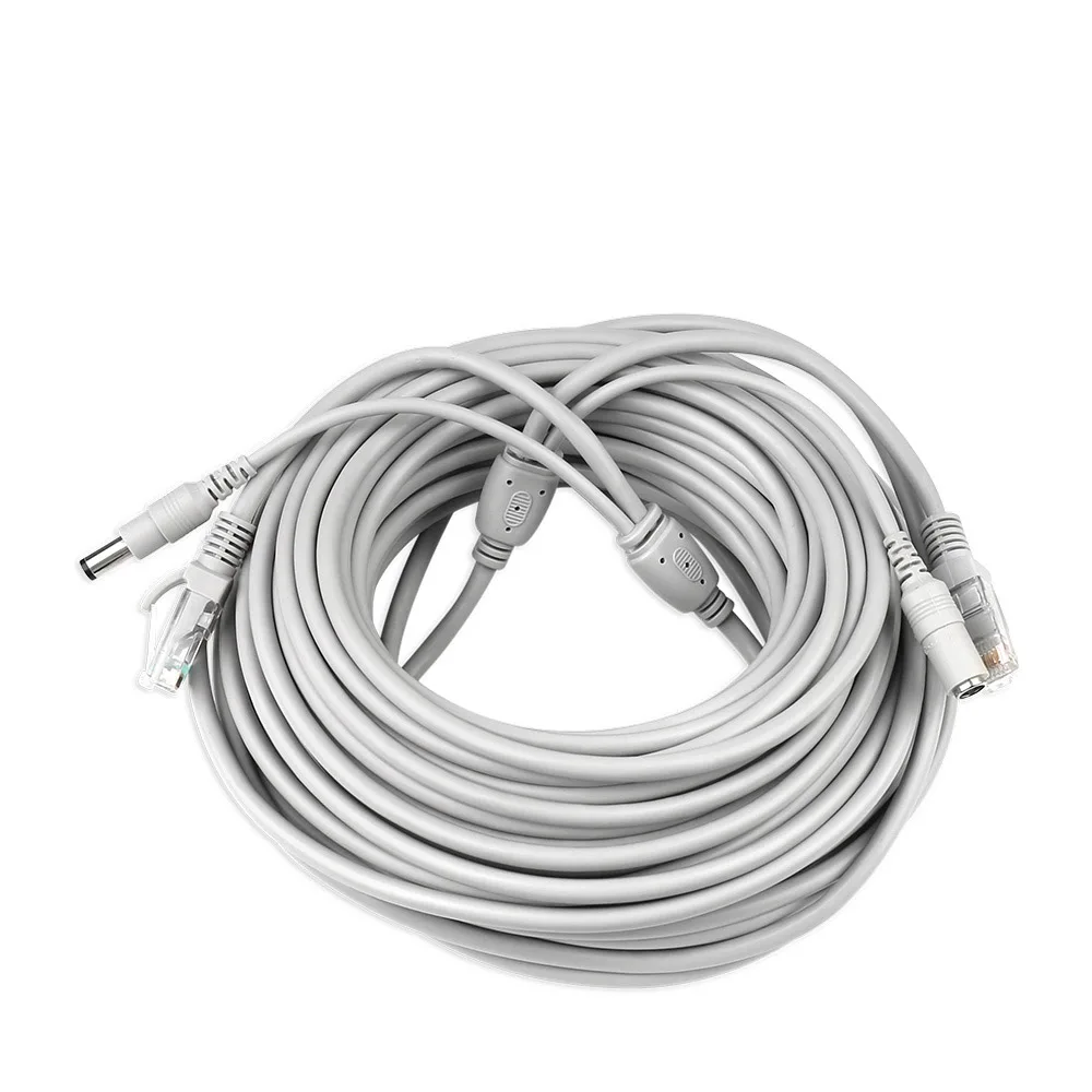 5M 10M 15M 20M 30M Cat5 Cable de red Ethernet RJ45 + DC 12V de potencia Puerto impermeable Cable LAN Cable para vídeo CCTV sistema de seguridad