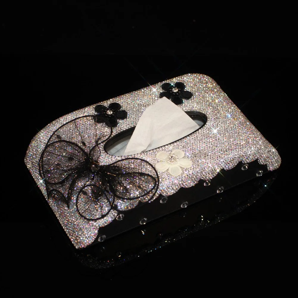 Luxury Car Tissue Box Rhinestone Diamond Auto Holder Block-type Styling Bow Crystal Diamante Bling Cover | Автомобили и мотоциклы