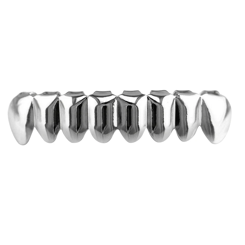 18K Gold Plated Mouth Grill for Mouth Top Bottom Hip Hop Teeth Grills Teeth Mouth with Molding Bars for Cosplay Party Tooth 