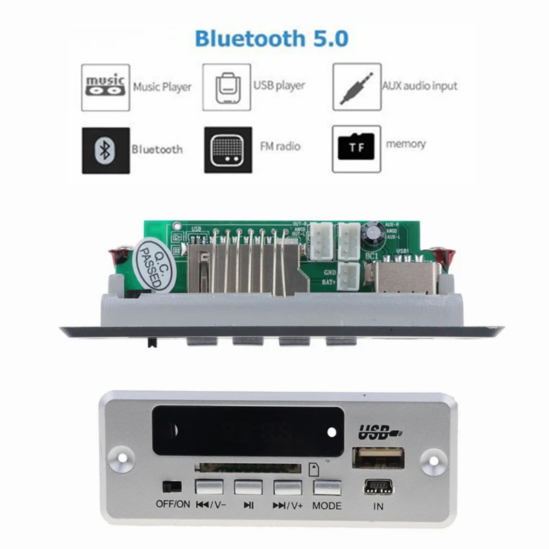 Bluetooth 5,0 MP3 декодирующая плата модуль беспроводной Автомобильный USB MP3 плеер TF слот для карт/USB/FM/пульт дистанционного декодирования модуль
