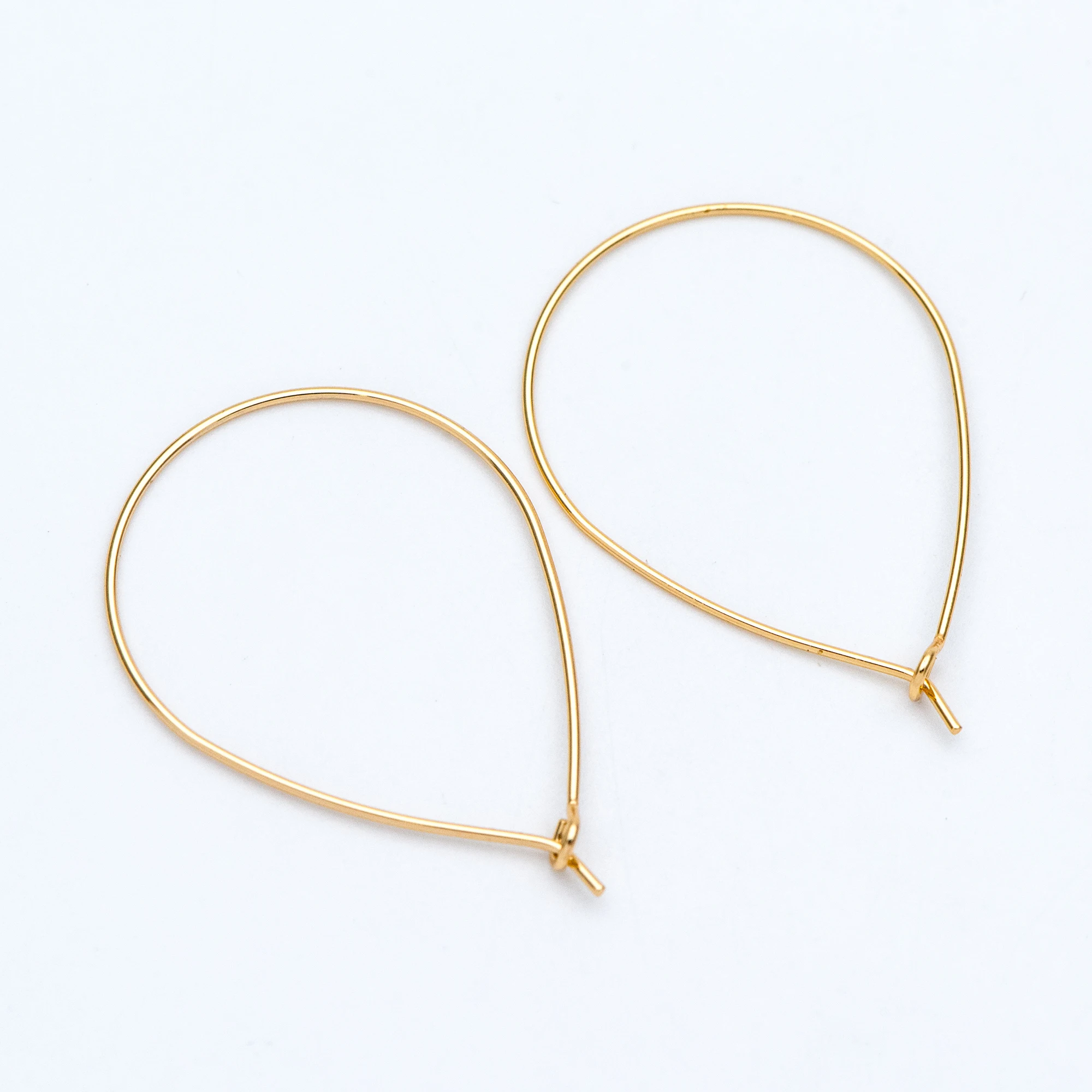 

10pcs Gold plated Brass Teardrop Earring Hoops, 38x26mm Geometric Ear Wire Charm Pendants, Threader Earring Components(GB-709-1)