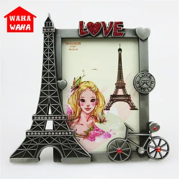 

5Inch Creative Retro Classical Iron Tower Frame Table European High-grade Metal Handicraft Cabinet Room Decoration Picture Frame