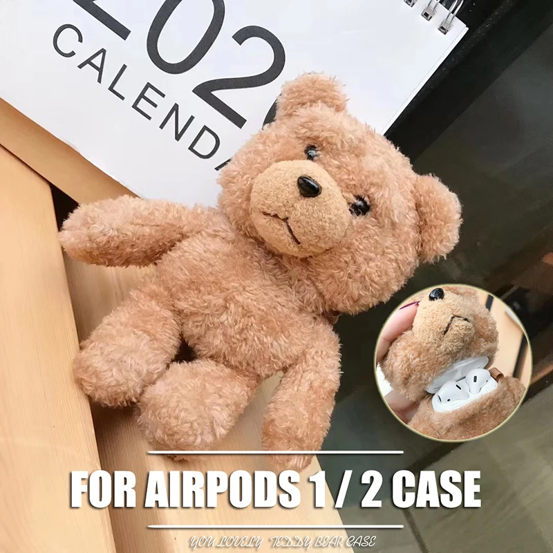 Akcoo чехол с плюшевым мишкой для Apple Airpods 1 2 милая сумка для TWS i9s 10 11 12 18 19 20 Bluethooth чехол для наушников