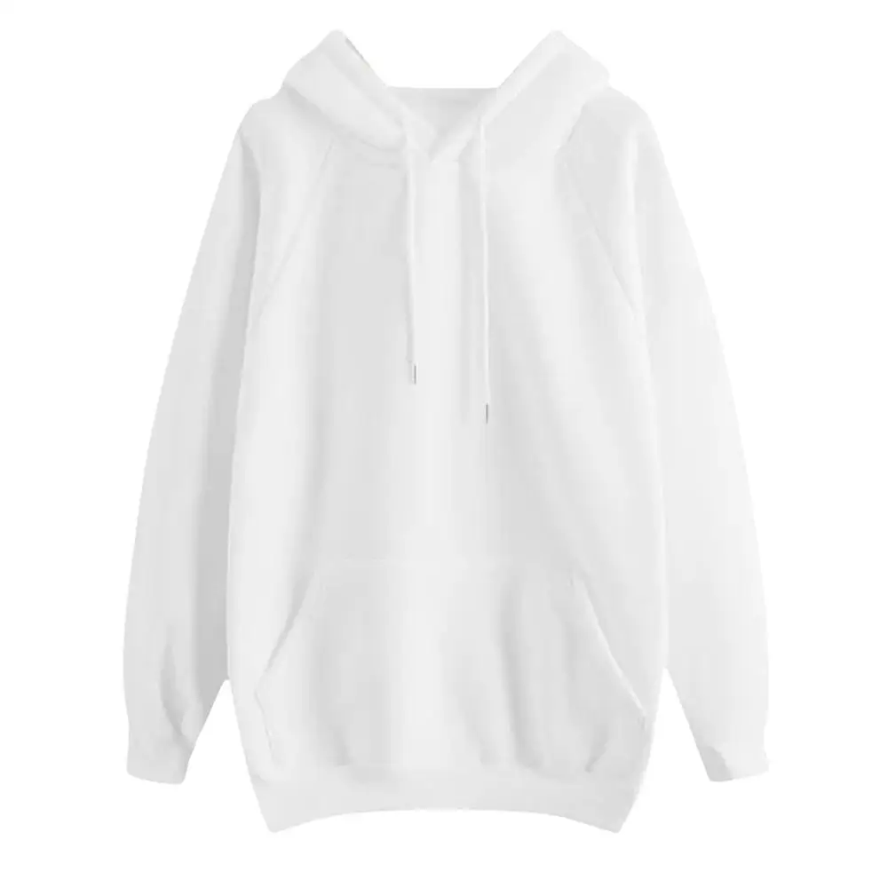 Белый Yellow Hoodies Women Harajuku Sweatshirt Long Sleeve Hoodie Hooded Pullover Tops Blouse With Pocket Fashion Clothes f1 - Цвет: Белый