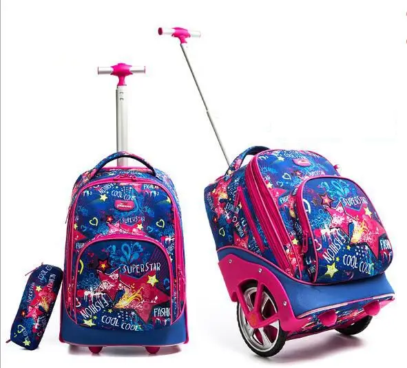 

Trolley Backpacks Bags for Teenagers 18 Inch Wheeled Backpack Bag for School Backpack on Wheels Children Luggage Rolling Bags