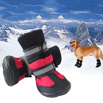 

4/Pcs Dog Shoes High Waist Golden Retriever Samos Husky Waterproof Non-Slip Winter Dog Feet Large Dog Cotton Boots Pet Shoes