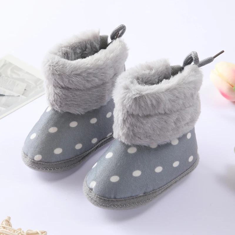 Zoolar Baby Warm Booties Newborn Boy Girl Boots Cozy Fur Shoes Lace Up Toddler Booties First Walker Winter Crib Boots 