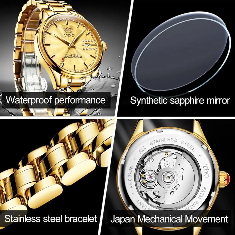 Мужские автоматические механические часы TDO 2019 мужские лучший бренд роскошные