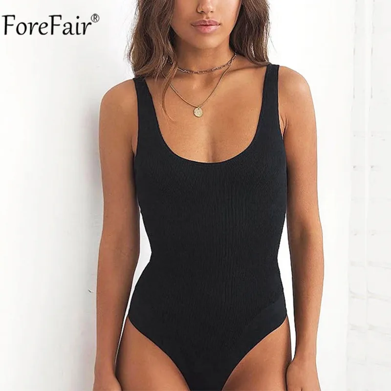 Forefair O Neck Sleeveless Summer Women Bodysuit Ribbed White Black Off Shoulder Spaghetti Strap Sexy Backless Bodysuits Forefair O Neck Sleeveless Summer Women Bodysuit Ribbed White Black Off Shoulder Spaghetti Strap Sexy Backless Bodysuits