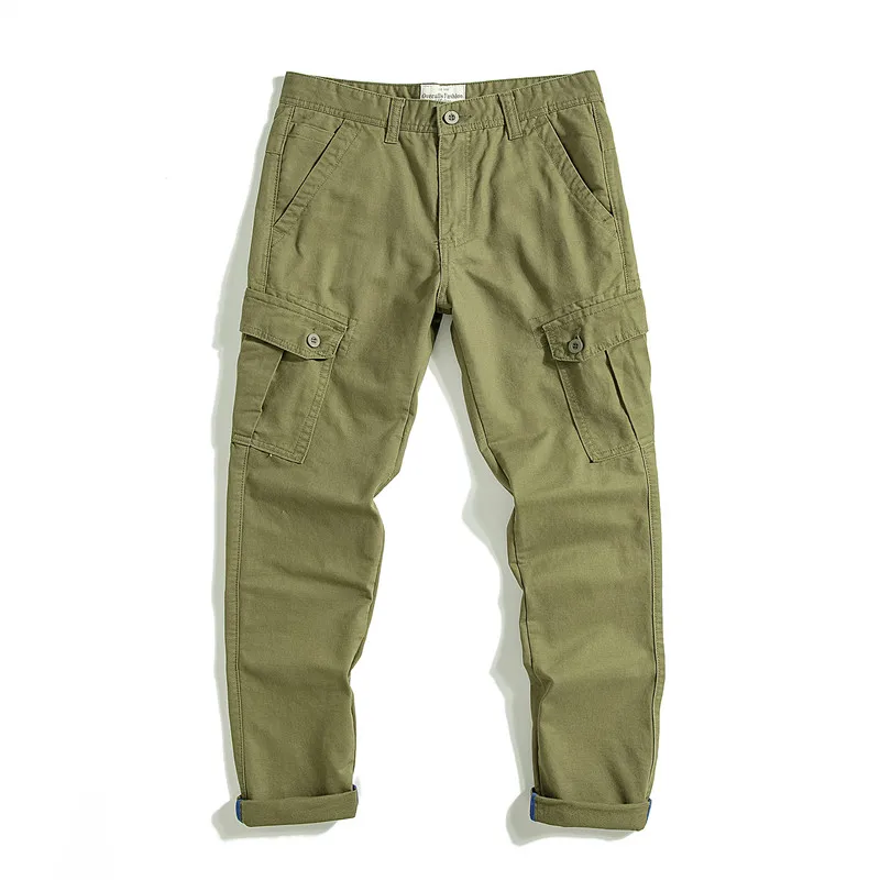 

New men Multi pocket Military cotton Cargo Pants overalls Solid color high quality Man Jogger Straight Casual Trousers