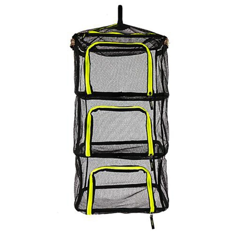 Foldable 4 Layers Fish Net Drying Rack Folding Mesh Hanging Vegetable Dishes Dryer Hanger Suspension Fishing Net