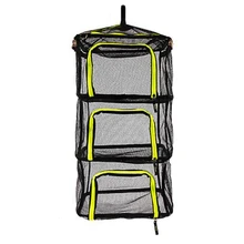 Foldable 4 Layers Fish Net Drying Rack Folding Mesh Hanging Vegetable Dishes Dryer Hanger Suspension Fishing Net