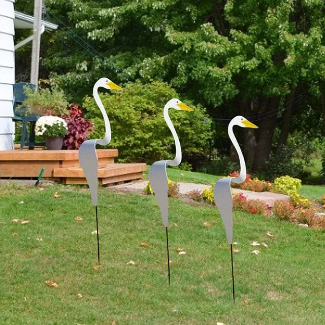Flamingo Kavargó Madár Kreatív Fém Dinamikus Dekoratív Fehér Kacsa Forogja A Szellő Gyep Művészeti Díszeket Otthoni Kerti Dekoráció - Image 3