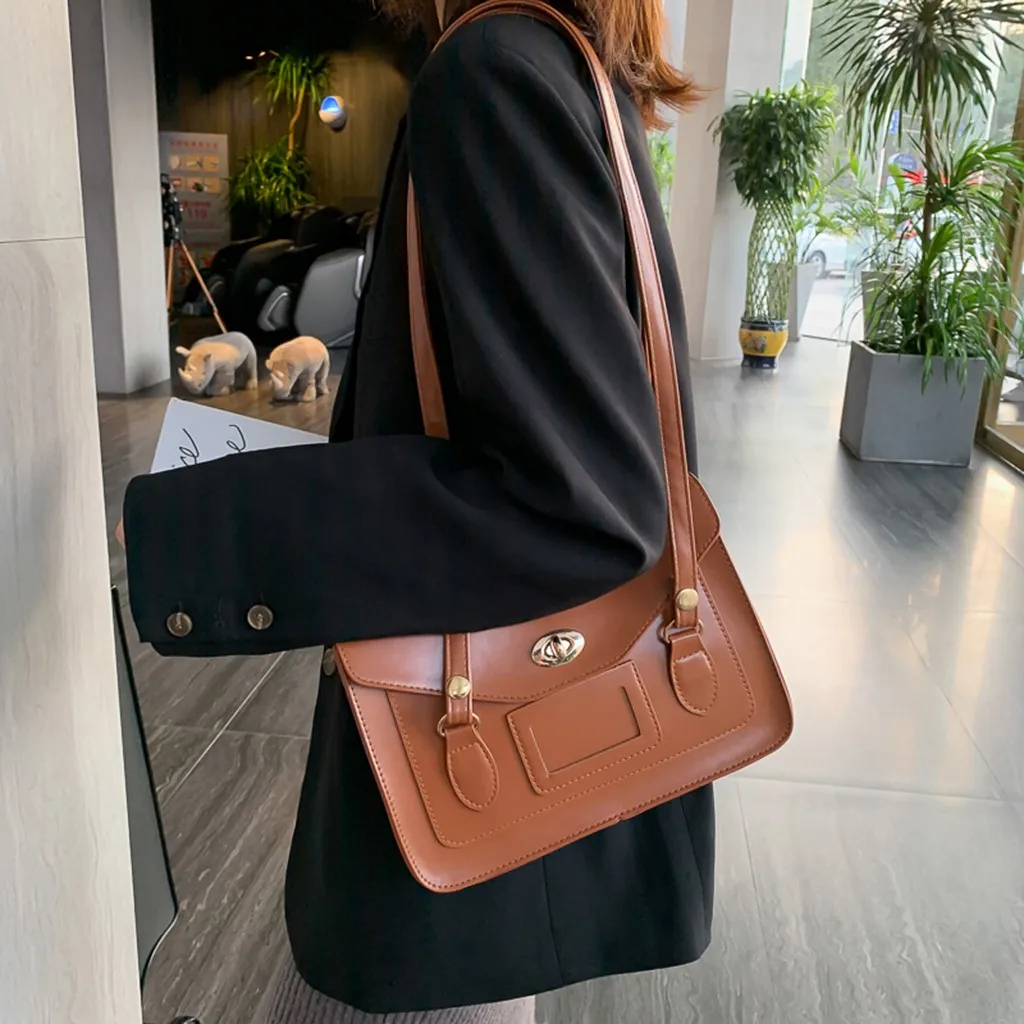 

Leather Bag solid color Retro Casual Wild Simple Shoulder bag exquisite girls original handbag elegant ladies Messenger Bag #T