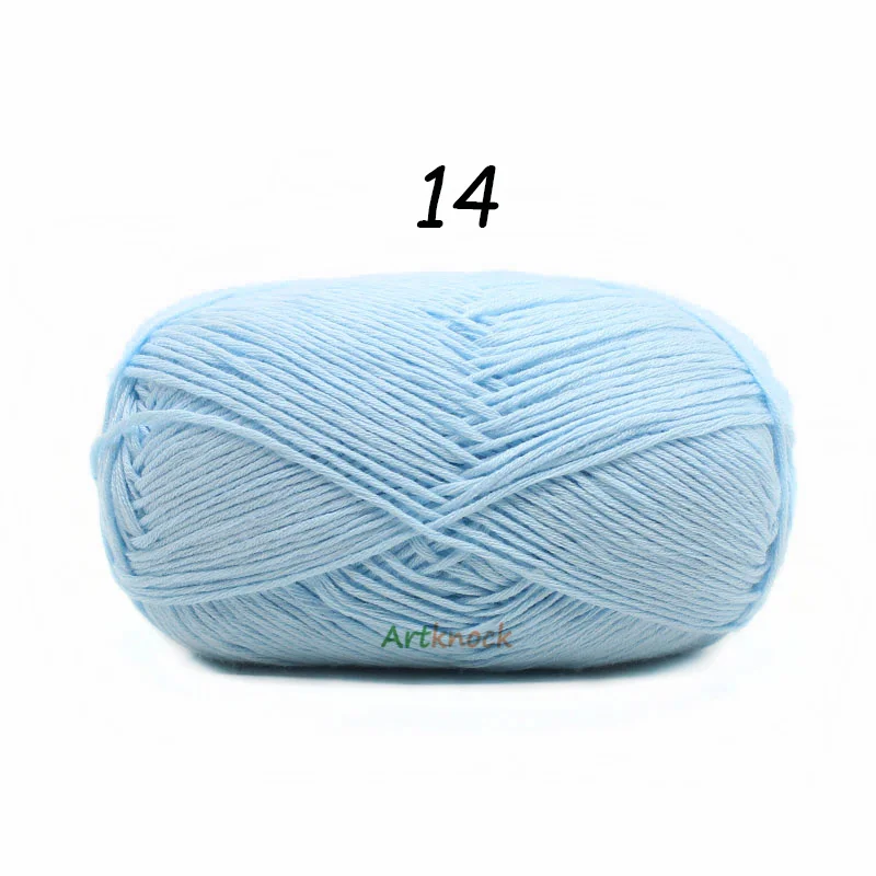 14 1PC 50 г/шт. натуральный хлопок крючком, крученая пряжа; одежда с отделкой: "природный краситель пряжи для Вязание свитер 24 Цвета иглы № 2 - Цвет: 14 1PC