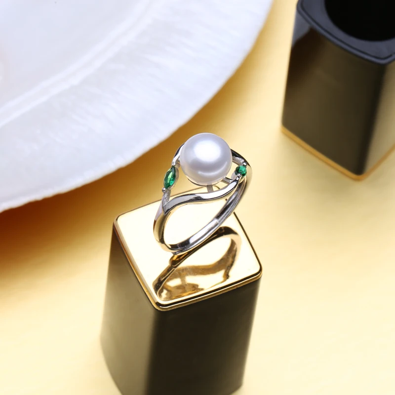 FENASY 925 Sterling Silver Emerald Jewelry Sets Natural Pearl Drop Earrings Bohemian Pendant Necklace Women Green Stones Ring