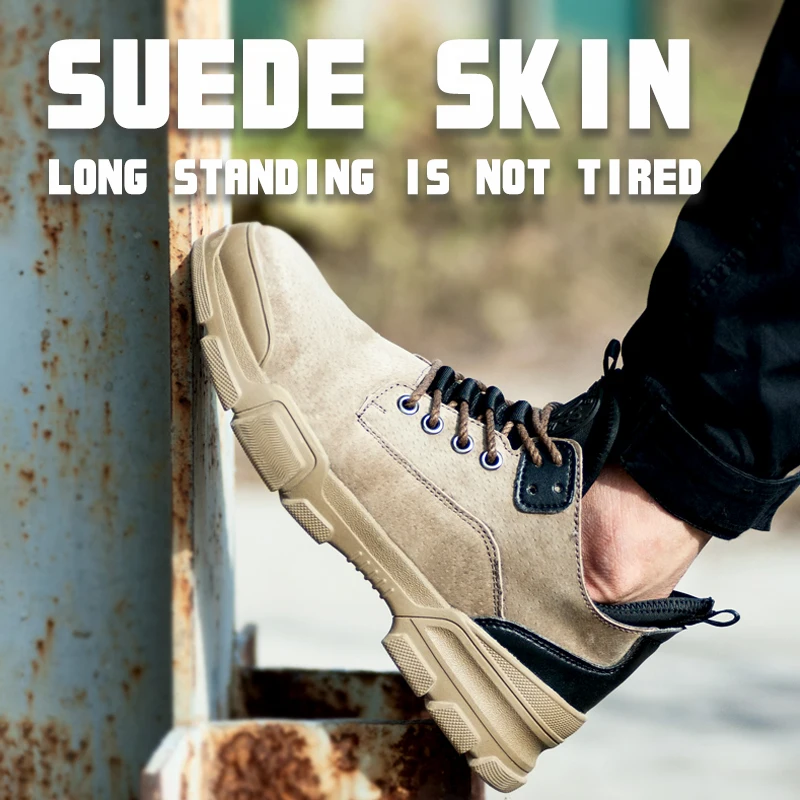 Drop shipping Steel Toe Work Safety Shoes Pig skin for Men Women anti-impact Construction shoes Plus size 37-48 RXM192