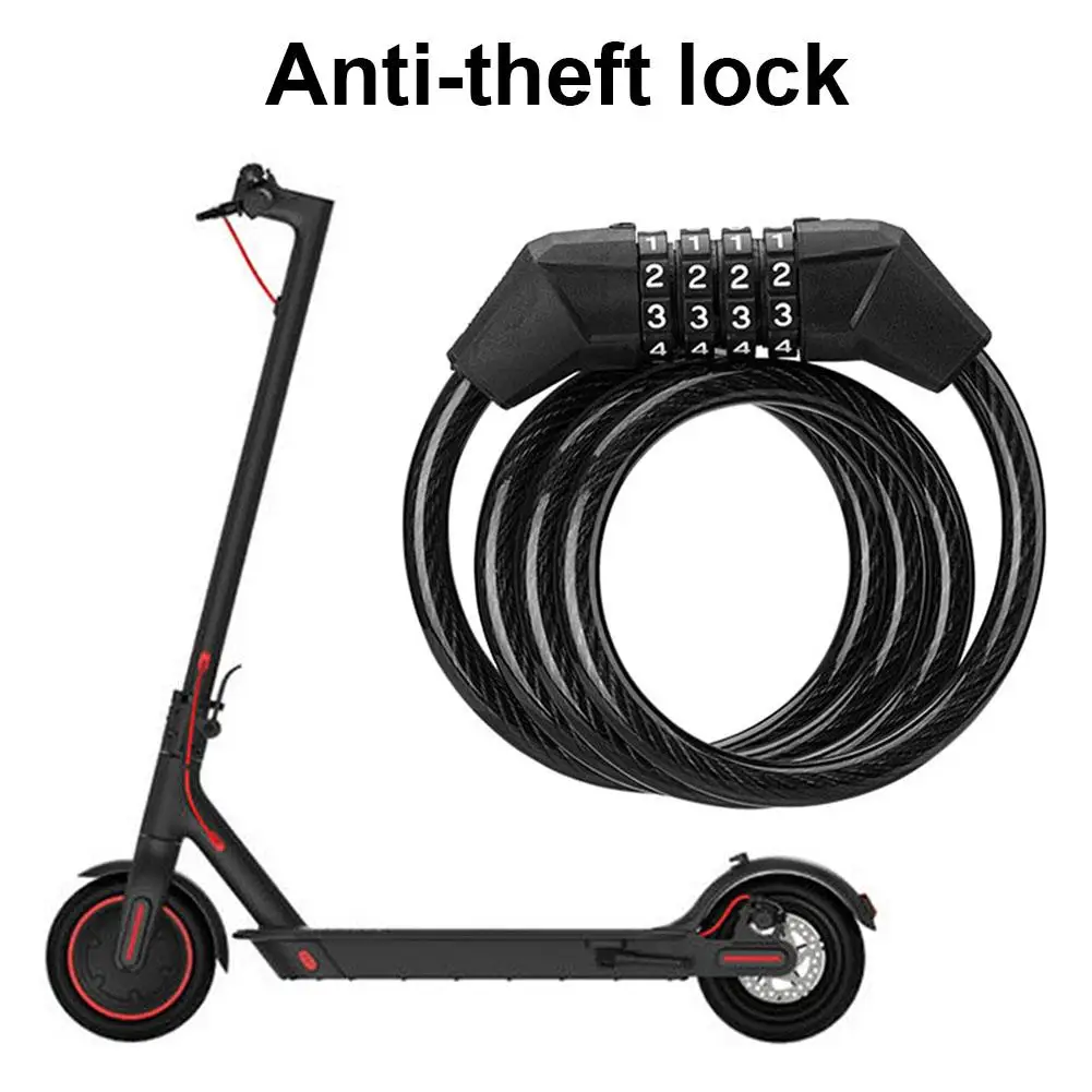 

4-digit Password Lock for Mountain Bike Anti-theft Security Code Steel Cable Lock for M365 Scooters Mountain Bike Motorcycles