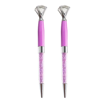 

2Pcs Big Diamond Cartoon Pattern Ballpoint Pens Student Supplies Cute Gel Ink Pen(Purple)
