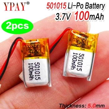 

2pcs 3.7v 100mAh Lithium li-Polymer LiPo Rechargeable Battery For DIY Mp3 headphone bluetooth Recorder headset 501015