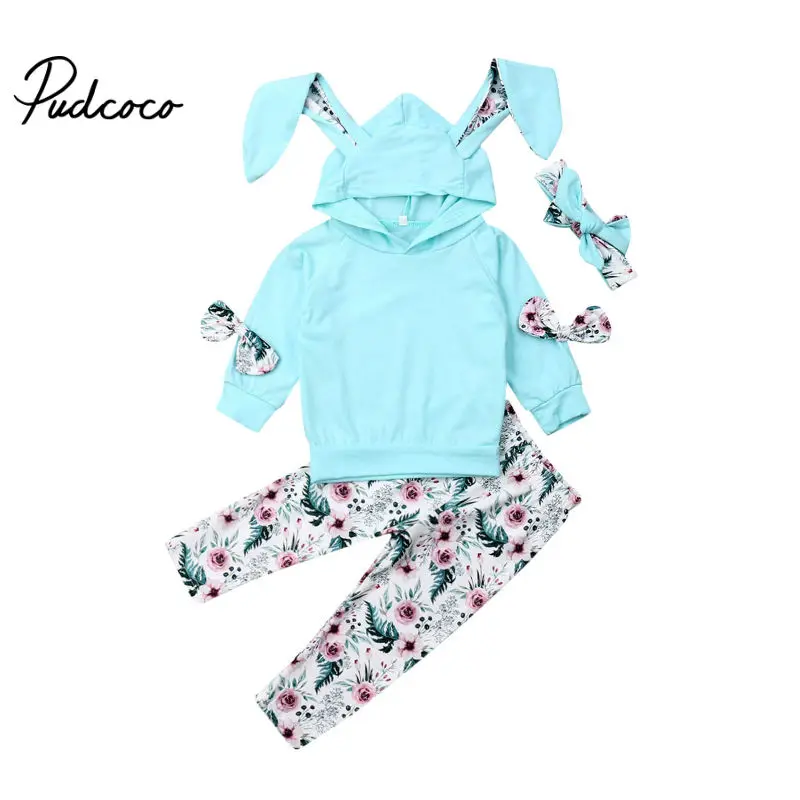 Детская одежда для мальчиков и девочек комплекты зимней одежды для детей однотонные топы с длинными рукавами и длинными ушками с героями мультфильмов, худи+ леггинсы, штаны, костюмы, От 0 до 3 лет