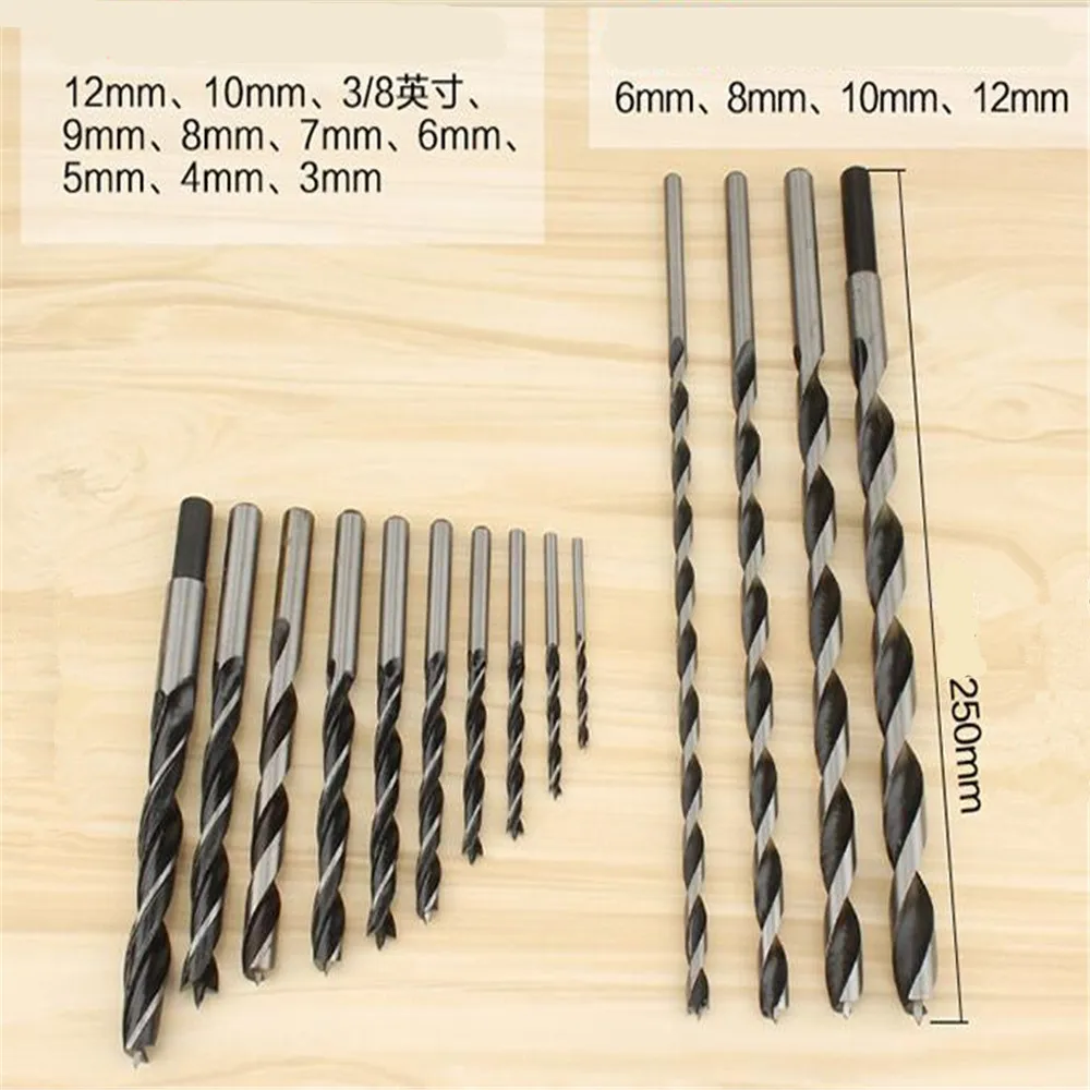 Twist drill bit woodworking 3-12mm lengthened electric drill bit tool set twist drill special punch drill hole 44pcs set 6mm 8mm 10mm 12mm dowel tenon center set woodworking top locator roundwood punch wooden furniture centering point