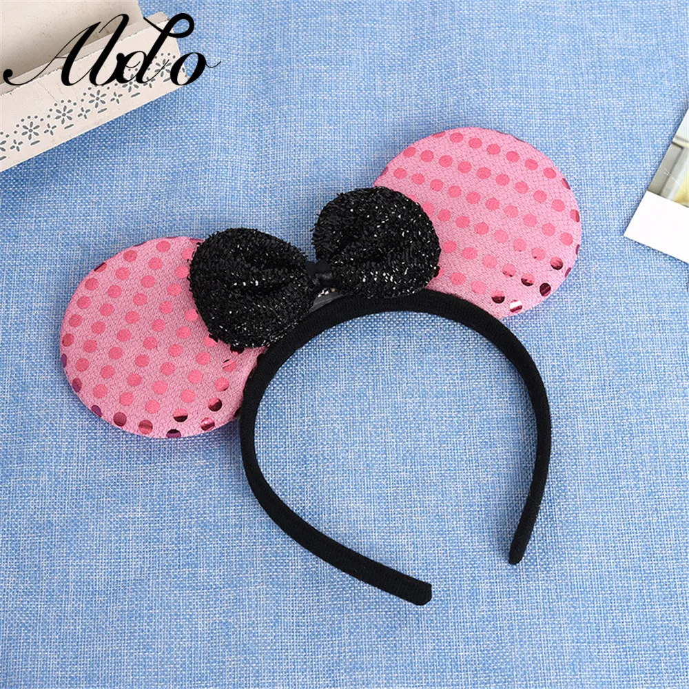 ABDO Hot Sale Big Bow Sequins Children's Hairband Mouse Ears Kids Hairbands For Girls Headwear Photo Shoot Girl Hair Accessories Baby Accessories