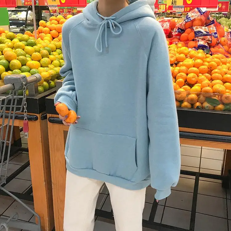 9 Colors New Autumn Jerseys Female Harajuku Cute Oversized Hoodies Long Sleeve Plus Velvet Lace Up Women Sweatshirt Kpop Clothes - Цвет: B1