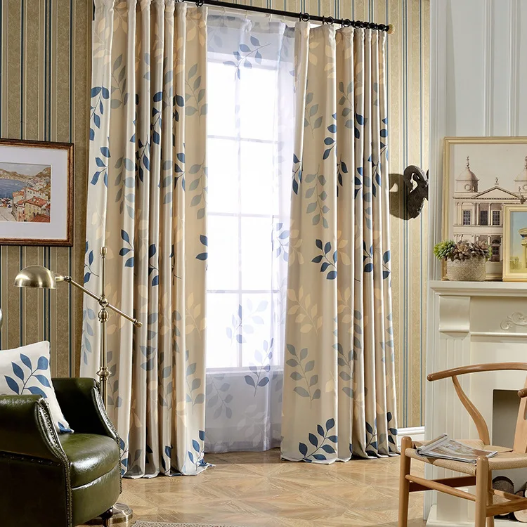 

Simple Korean Field Fresh Curtain Natural Cotton Linen Print Edgy Curtain Window Screen for Living Room and For Bedroom