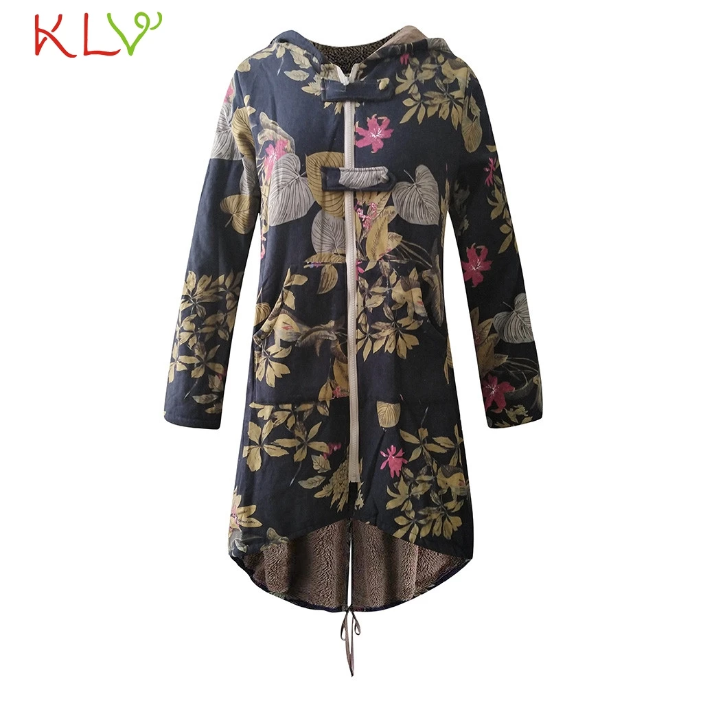 Женская куртка 5XL с цветочным принтом, передний карман на молнии, зимнее пальто, теплая флисовая ветровка, Повседневная Верхняя одежда с капюшоном, одежда размера плюс, 19 октября
